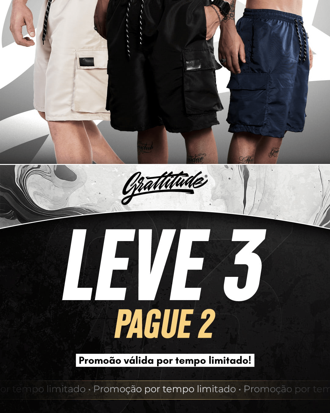 LEVE 3 BERMUDAS CARGO - PAGUE 2 - MONTE SEU KIT 