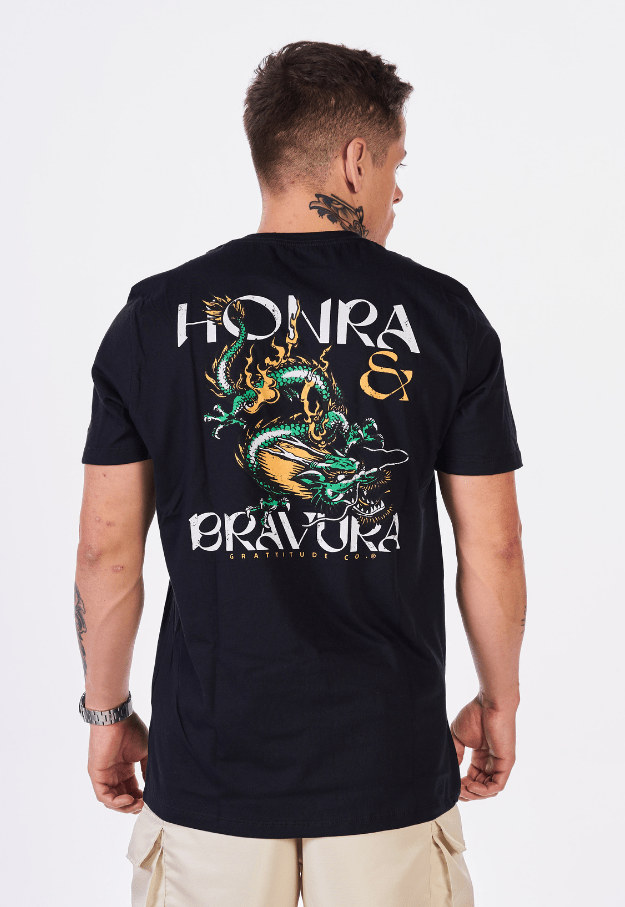 CAMISETA ESTAMPADA GRATTITUDE - DRAGON IV BRANCO - Grattitude