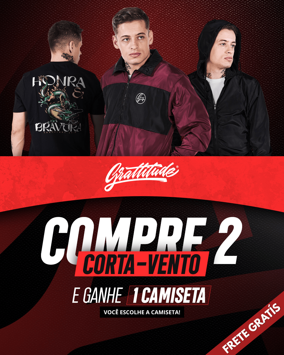 COMPRE 2 CORTA VENTO - GANHE 1 CAMISETA